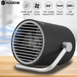 Marque Generique AUGIENB Mini Ventilateur USB Portable Avec Lames Jumelles Turbo NOIR
