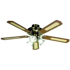 Farelek Ventilateur De Plafond Baleares Ø 132 Cm, 5 Pales Noyer/cannées No...