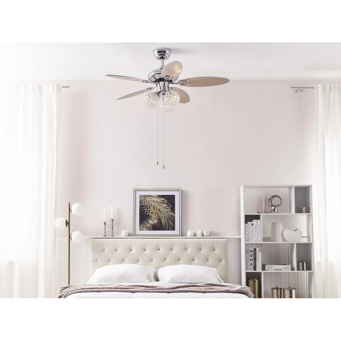 Beliani Ventilateur De Plafond Argenté Avec Lampe HEILONG 6 Beliani Ventilateur De Plafond Argenté Avec Lampe HEILONG – Image 4